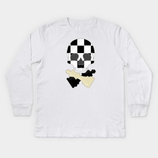 Chessboard Skull Kids Long Sleeve T-Shirt